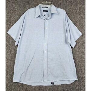 Puritan Button Down Shirt‎ Mens 18.5 Light Blue Short Sleeve Oxford Cotton Blend